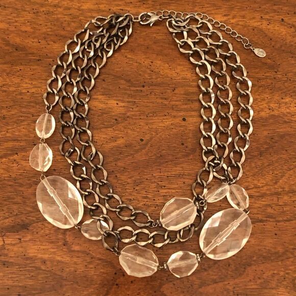 Cookie Lee | Chunky Gunmetal Layer Necklace | 17” Adjustable - Picture 2 of 3